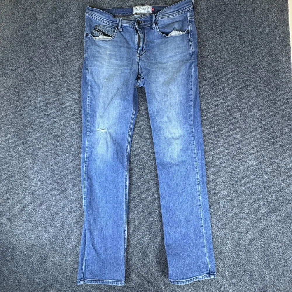 Empyre Surplus Co. Skeletor Jeans Mens 34 Blue Denim Stretch Mid Rise Skinny Leg